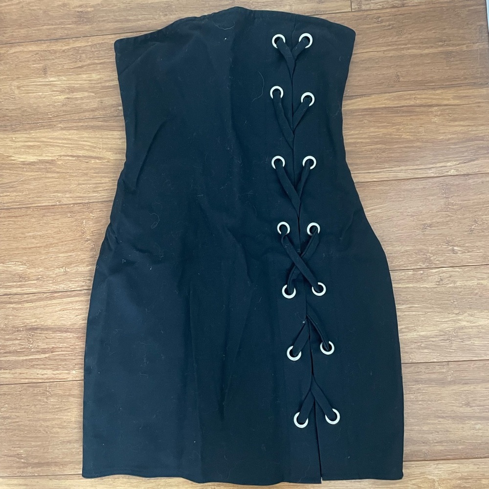 Black lace up dress